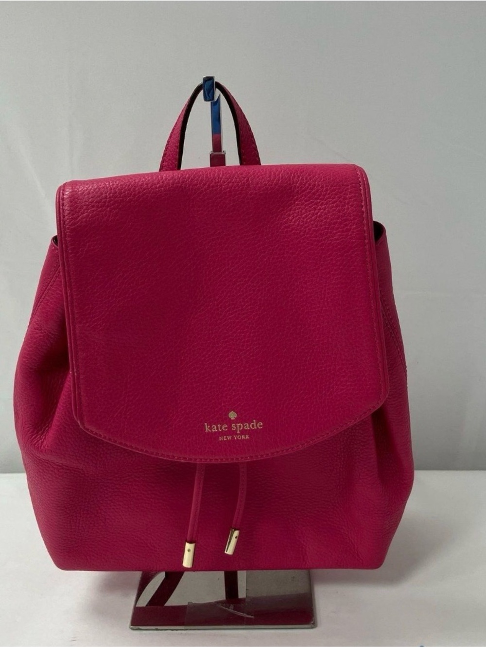 Kate Spade Fuchsia Pebbled Leather Backpack with Gold Accents